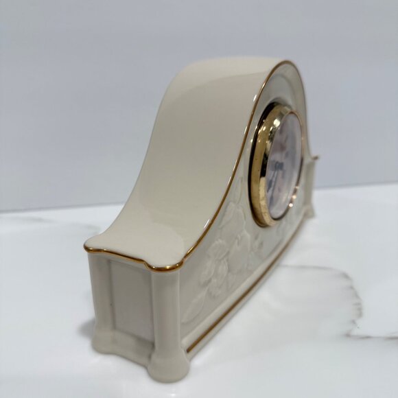 VTG Lenox Fruits of Life Mantel Clock Embossed 24K Gold Trim WORKING - Picture 5 of 12